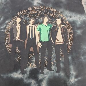 Supernatural Join The Hunt Team Free Will Tie Dye Black & White Tee Shirt Large.